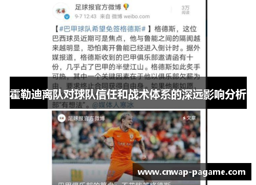 霍勒迪离队对球队信任和战术体系的深远影响分析